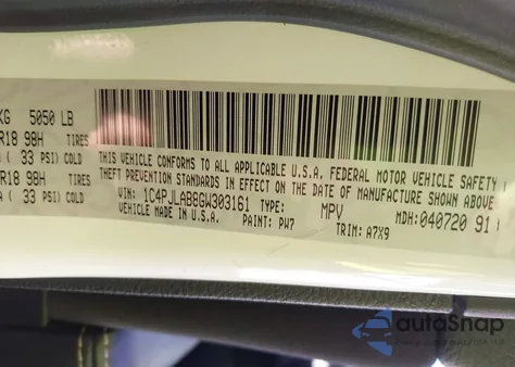 2016 Jeep Cherokee Altitude z USA, uszkodzony, nr VIN 1C4PJLAB8GW303161